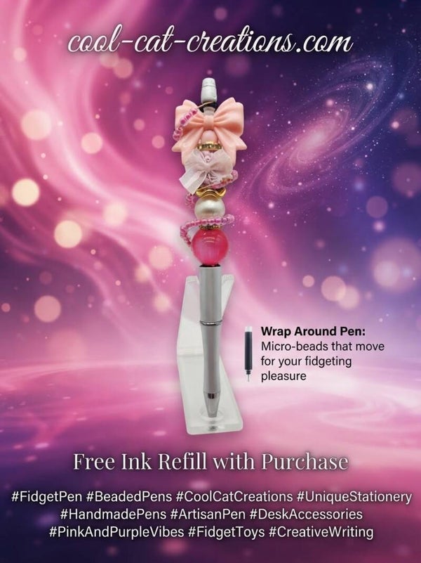 Sparkling Bow & Bead Fidget Pen