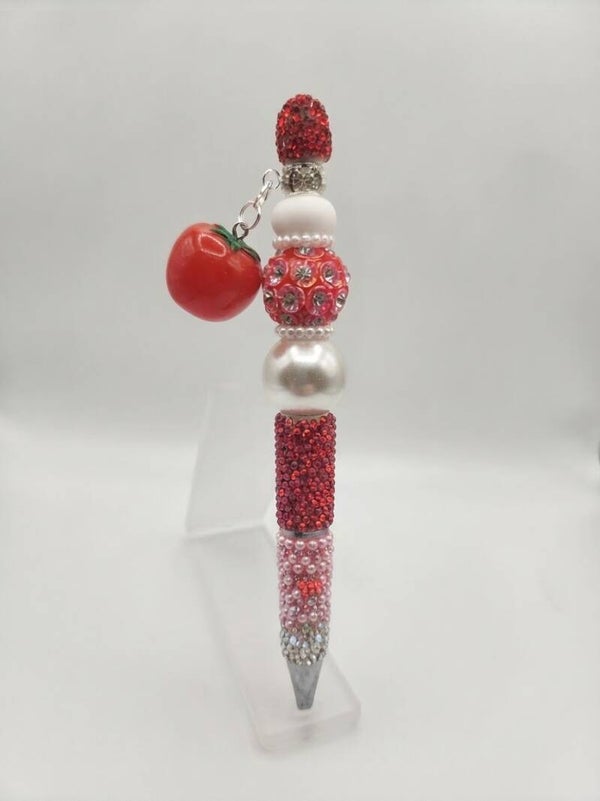 Handcrafted Tomato Beaded Pen