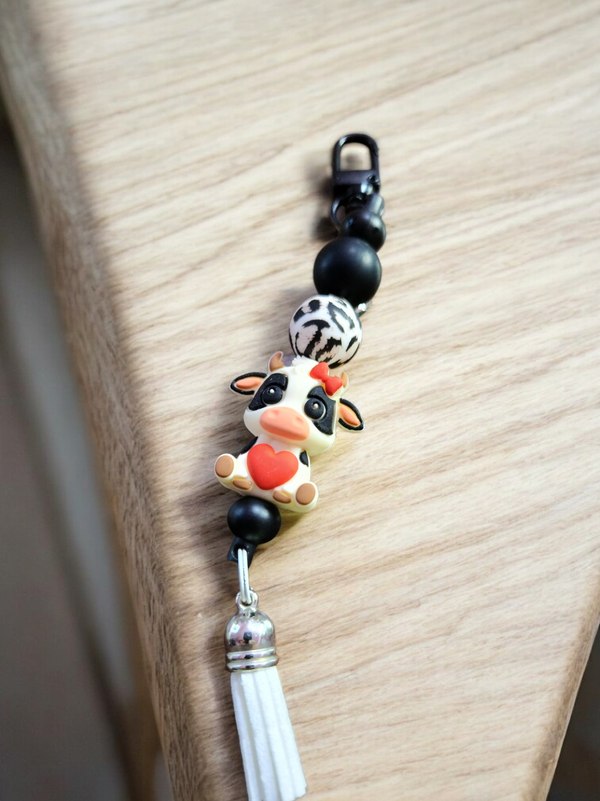 Sweetheart Cow Silicone Keychain