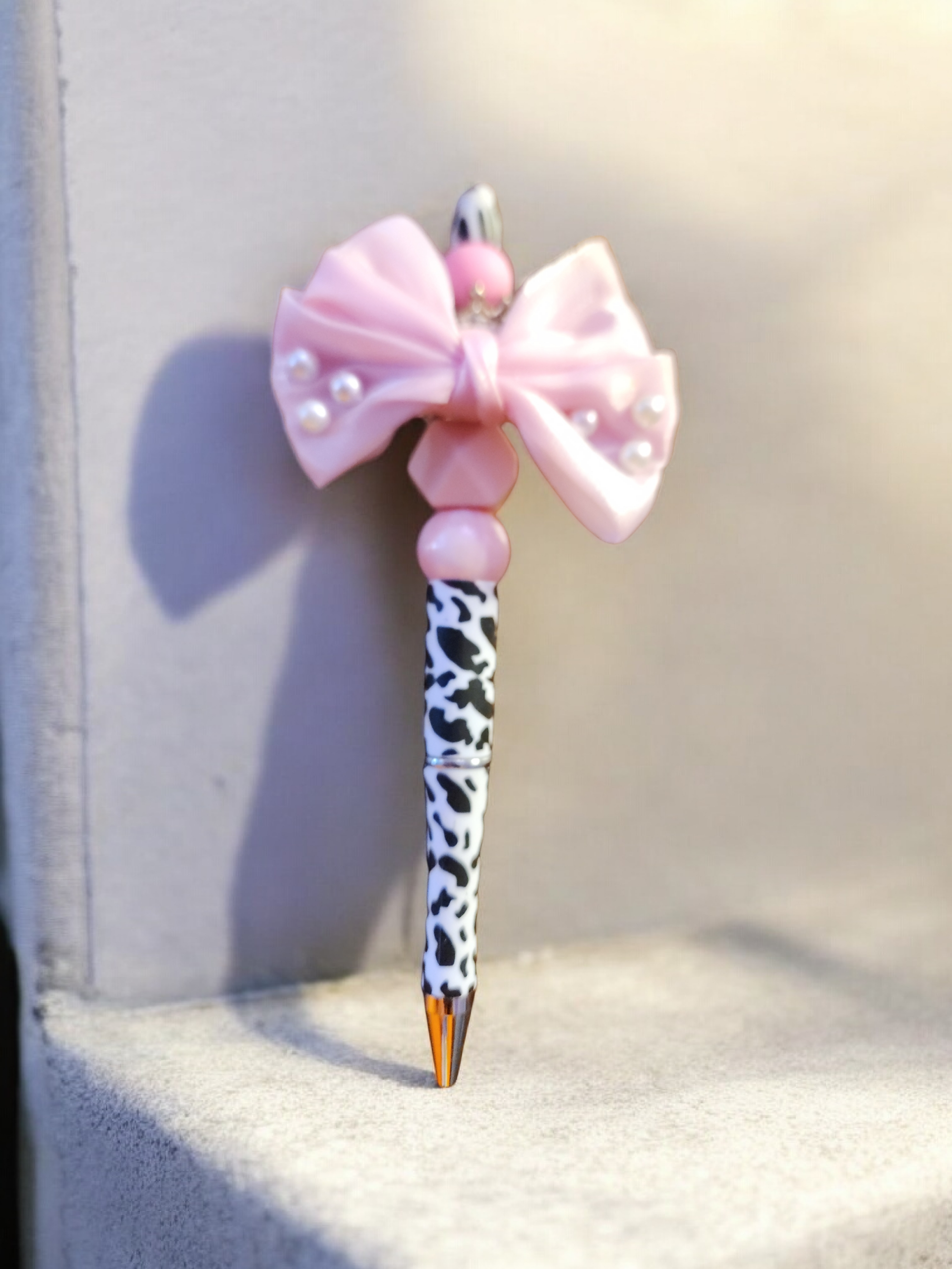 Pink Coquette & Cow Print Double-Sided Beadable Pen