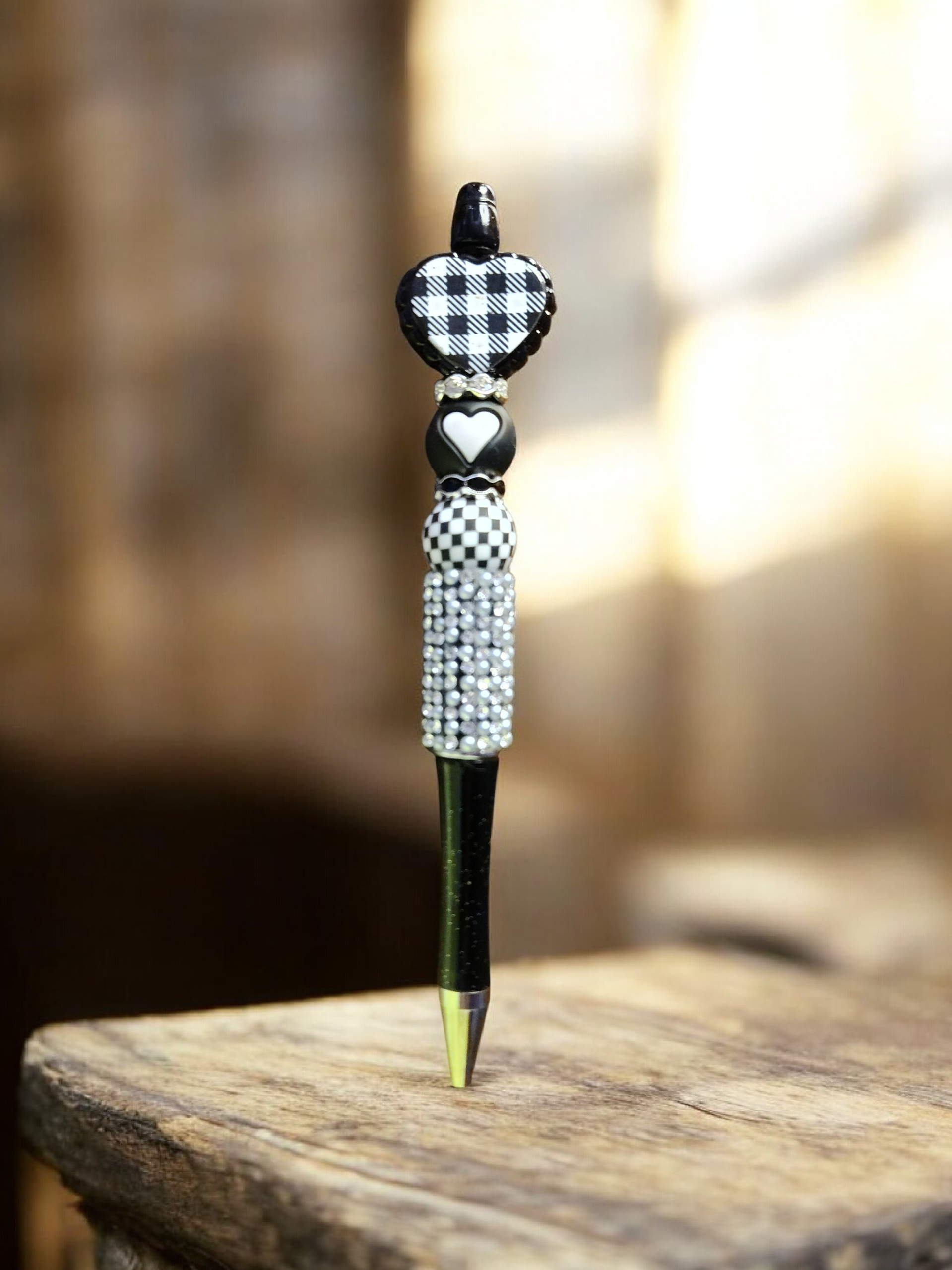 Monochrome Muse | Luxe Black & White Beaded Pen