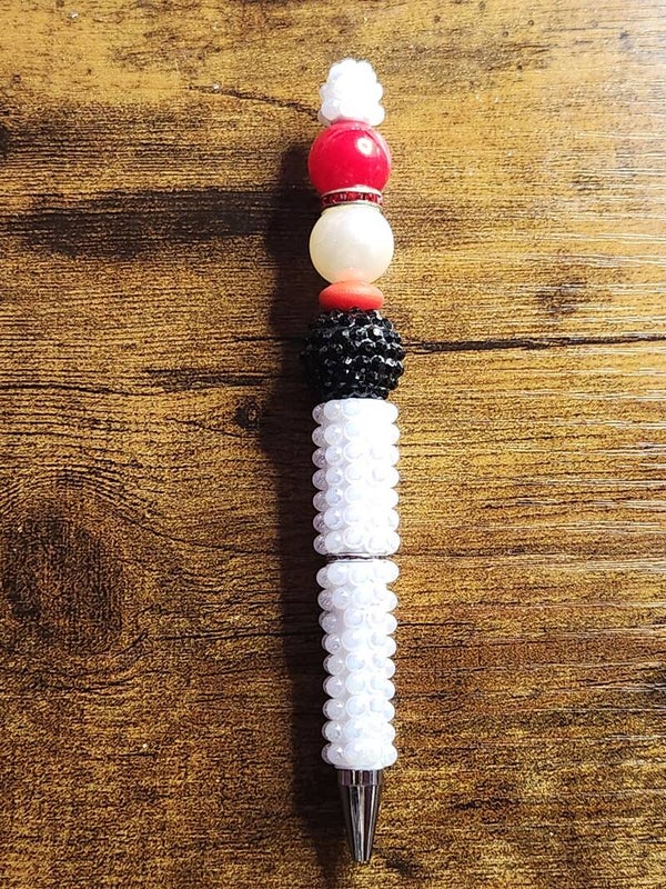Radiant Elegance Beaded Pen – Crimson & Pearl Edition Pen