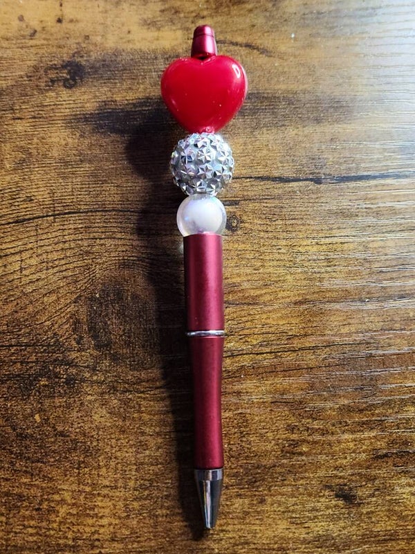 Sparkling  Heart Hand-Beaded Focal Pens (click to see options)