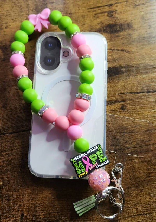 Mental Health Awareness Phone Wristlet with Tether
