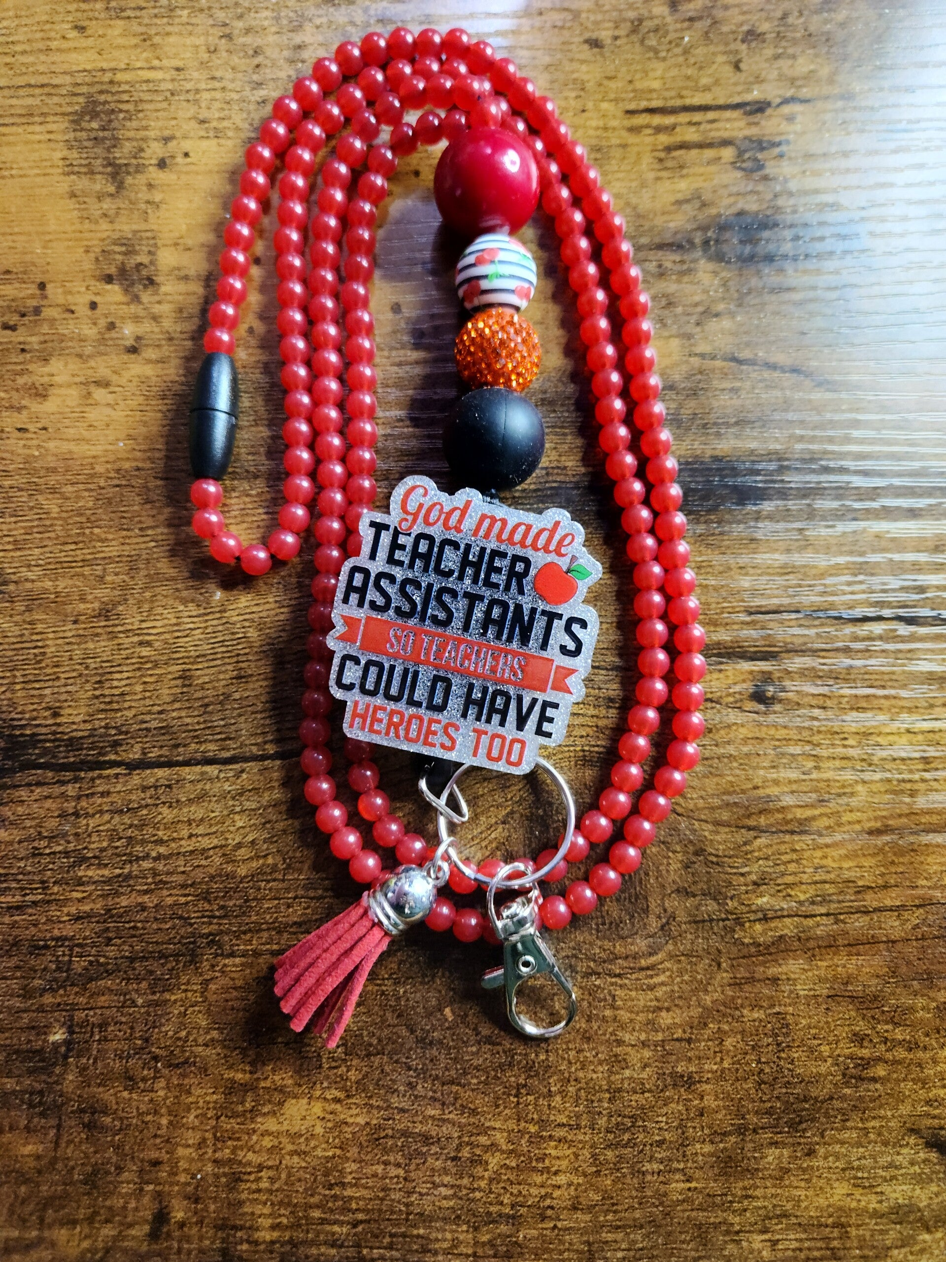 Para​🍎 The "Classroom Hero" Beaded Lanyard & Badge Reel