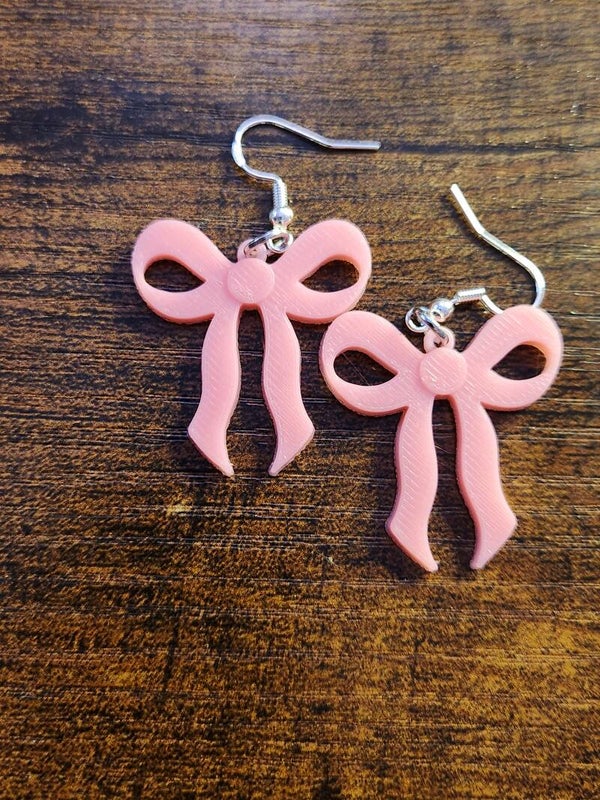 🎀 Pretty in Pink: 3D-Printed Coquette Bow Earrings (click for more colors)