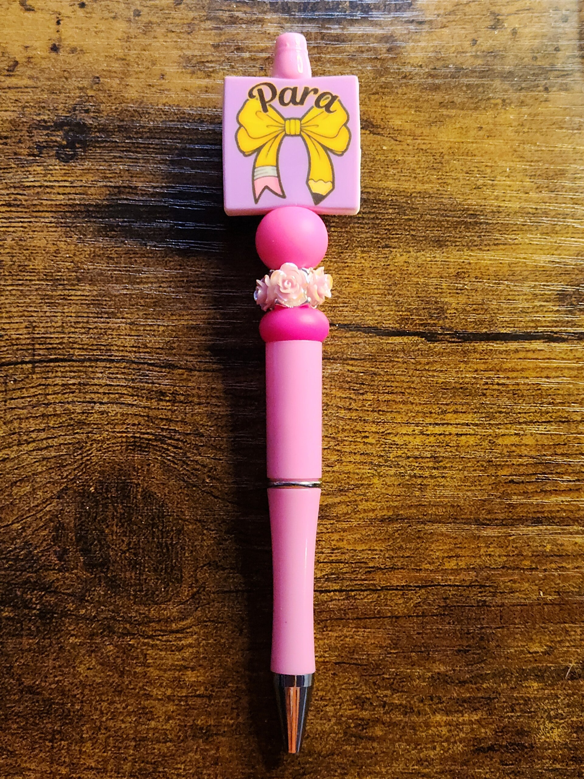 Custom Pink "Para" Beaded Pen – Teacher & Paraprofessional Gift