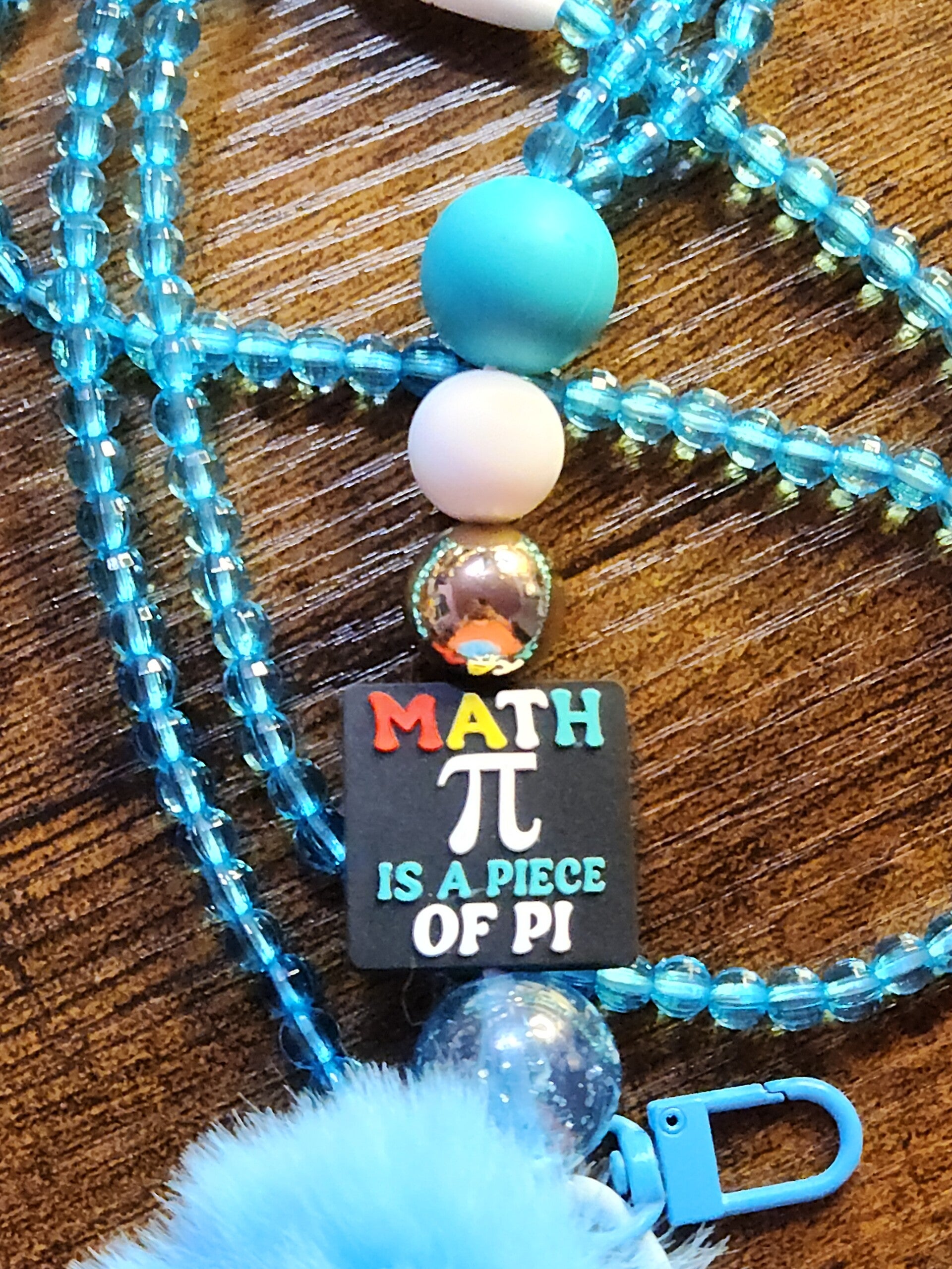🔵 "Math is a Piece of Pi" Beaded Lanyard