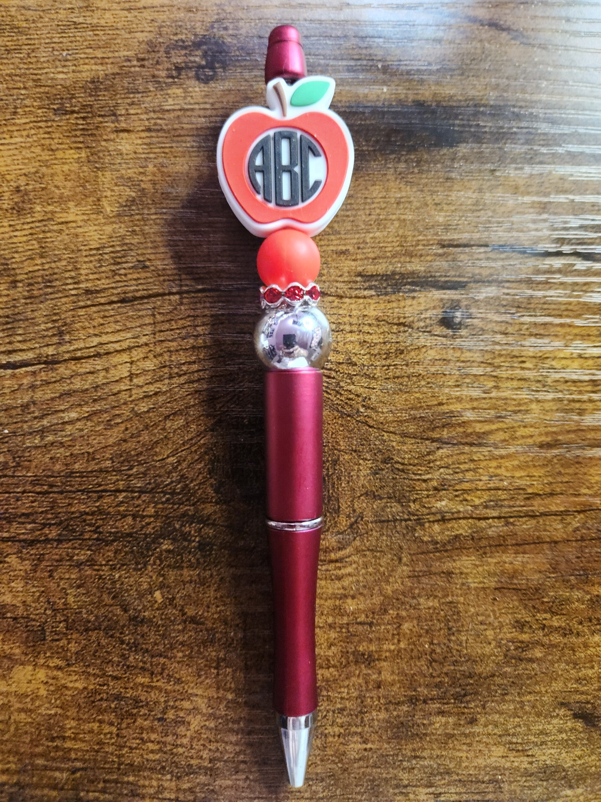 Apple ABC Beaded Pen - Handcrafted Teacher Appreciation Gift