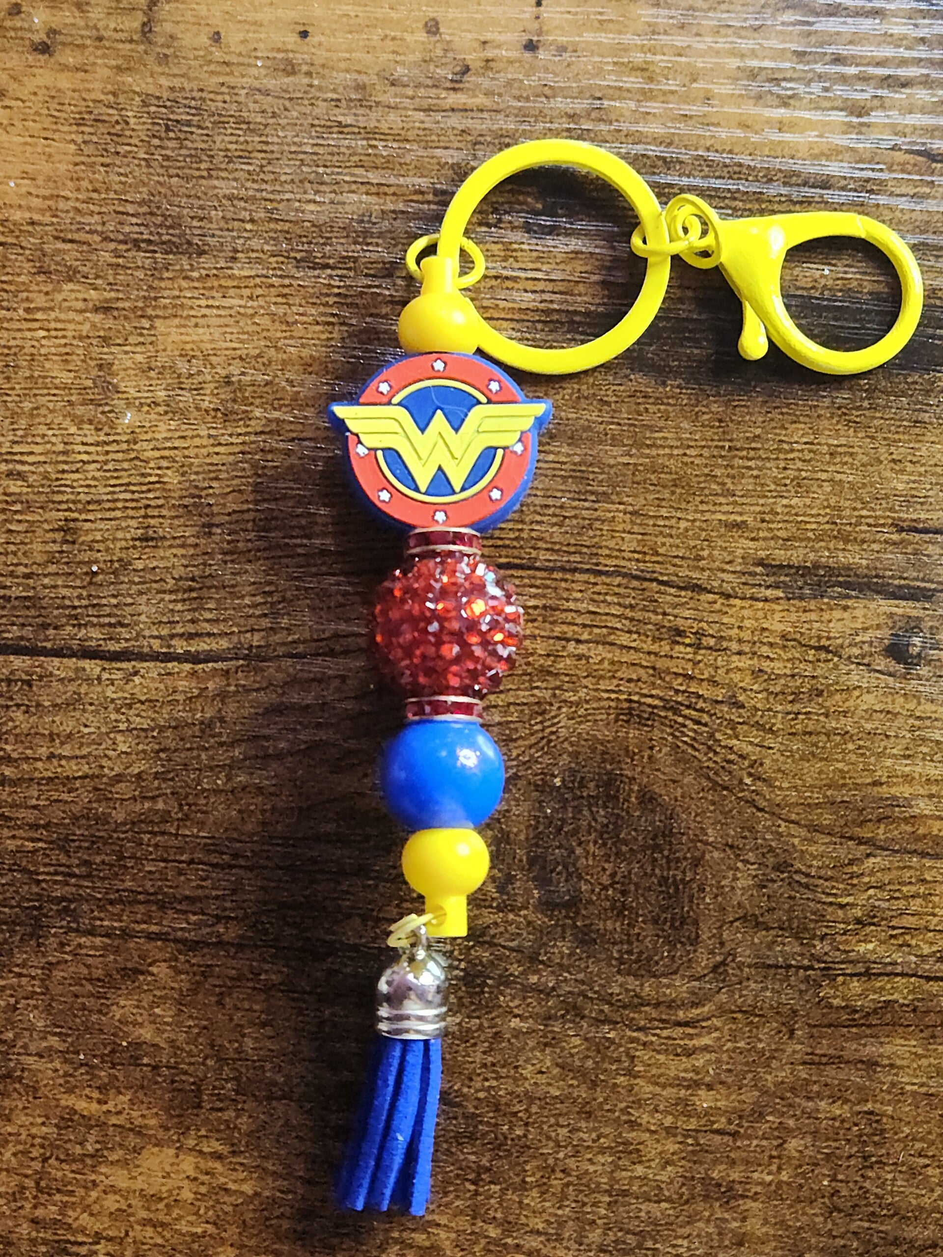 Empower Your Style: Wonder Woman Inspired Beaded Bag Charm & Keychain