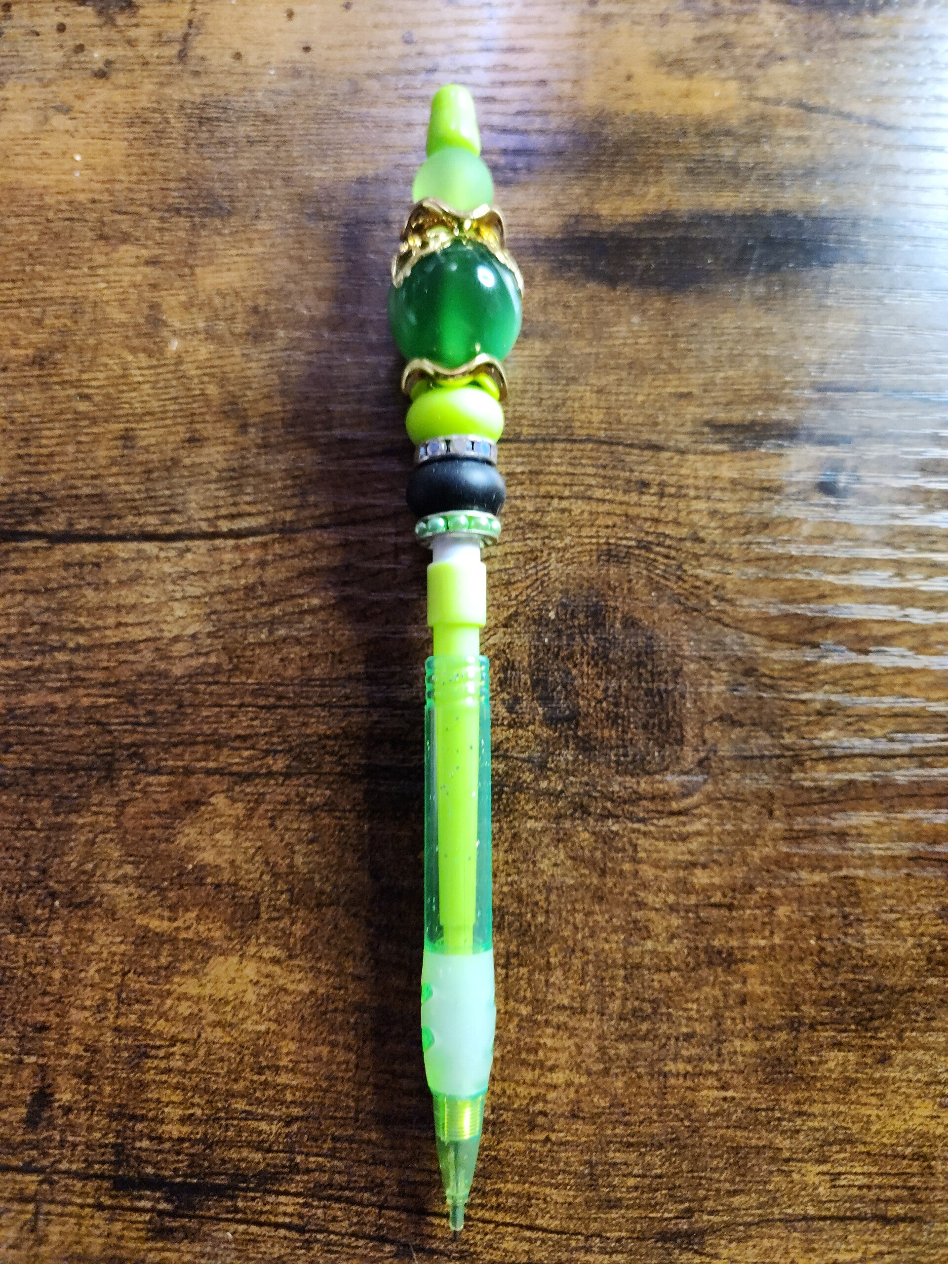 🍀 Emerald Elegance | Custom Beaded Mechanical Pencil