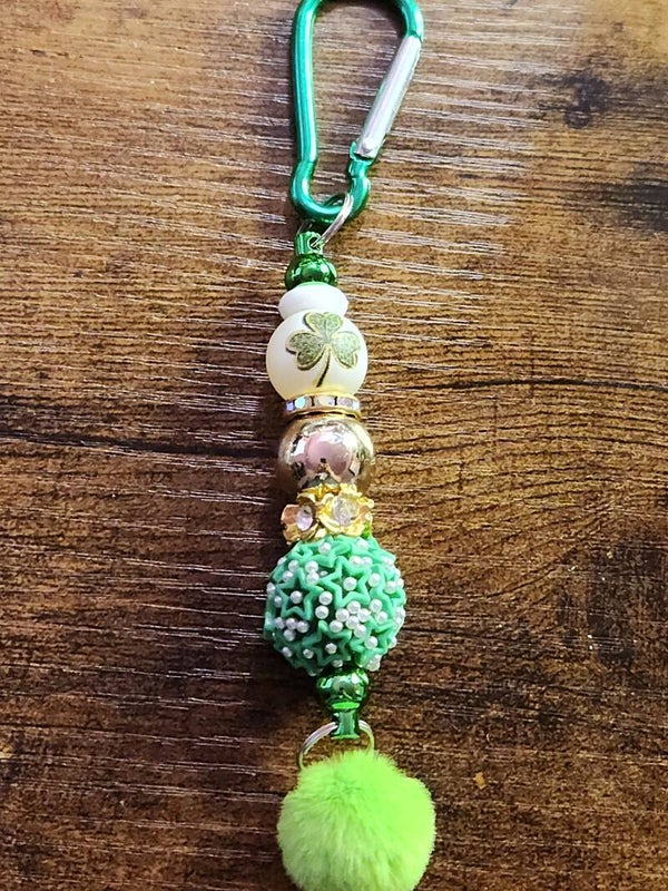 Lucky Shamrock Green & Gold Bag Charm