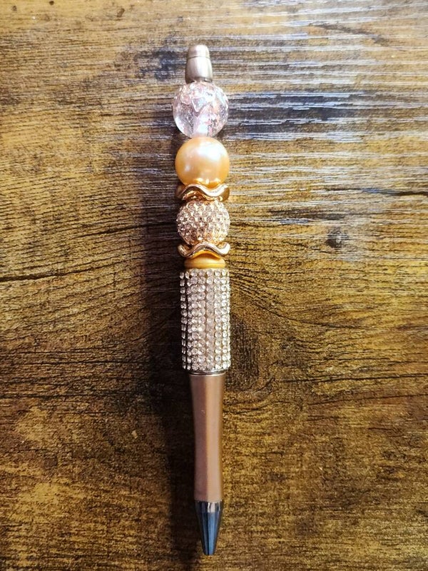 Rose Gold & Crystal Glamour Beaded Pen
