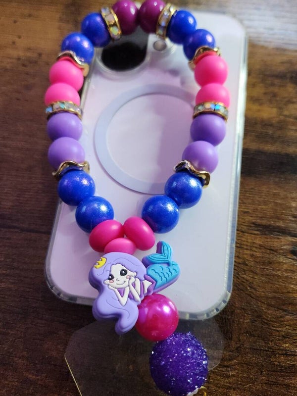 Mermaid Magic | Silicone Beaded Phone Wristlet Strap with Universal Tether