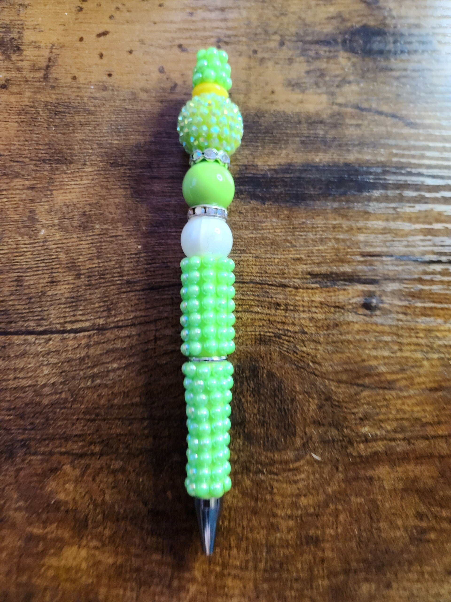 Lucky Lime Glow | Handcrafted Beaded Pen