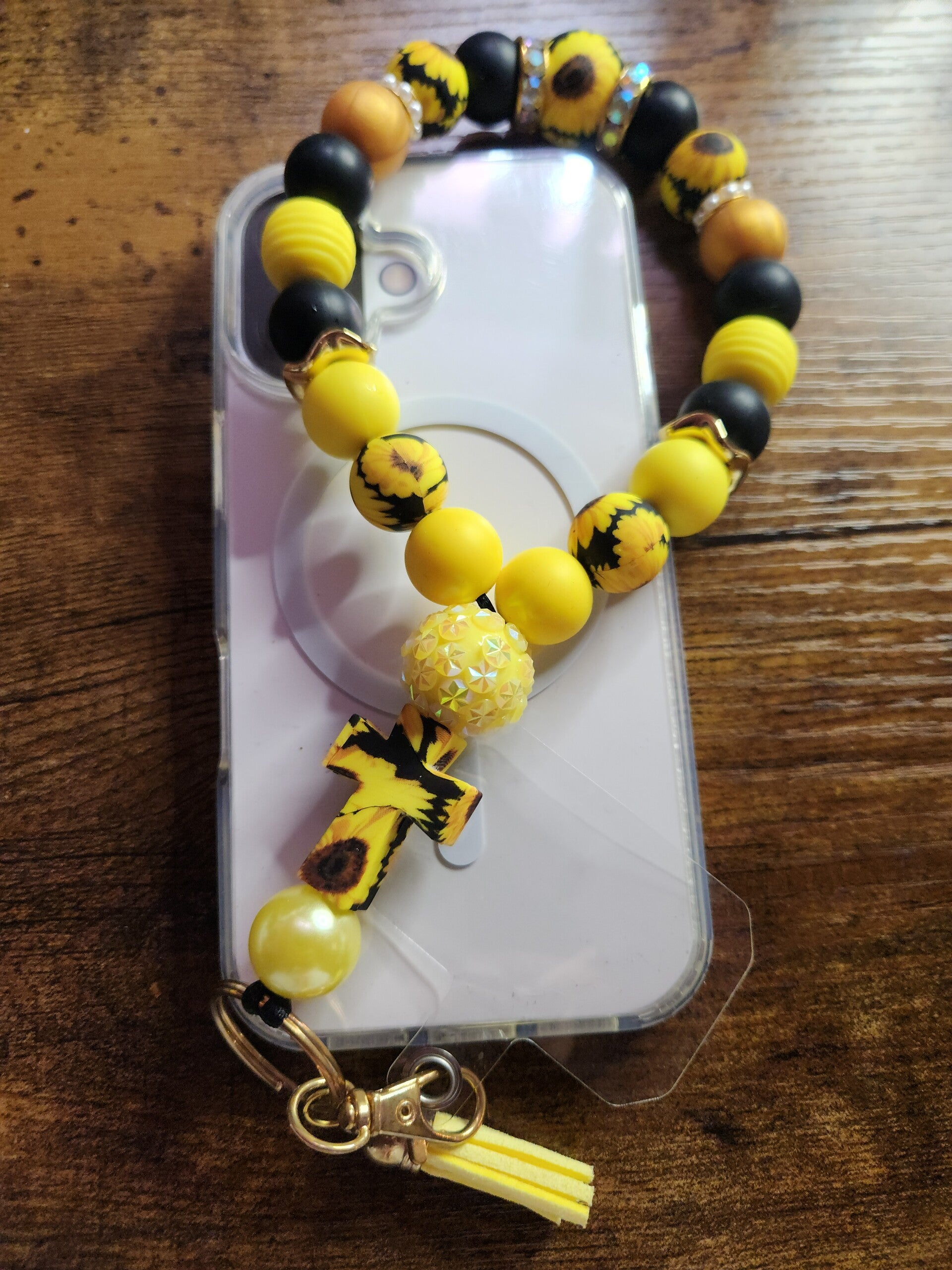 🌻 Sunflower Bloom Silicone Phone Wristlet with Universal Tether