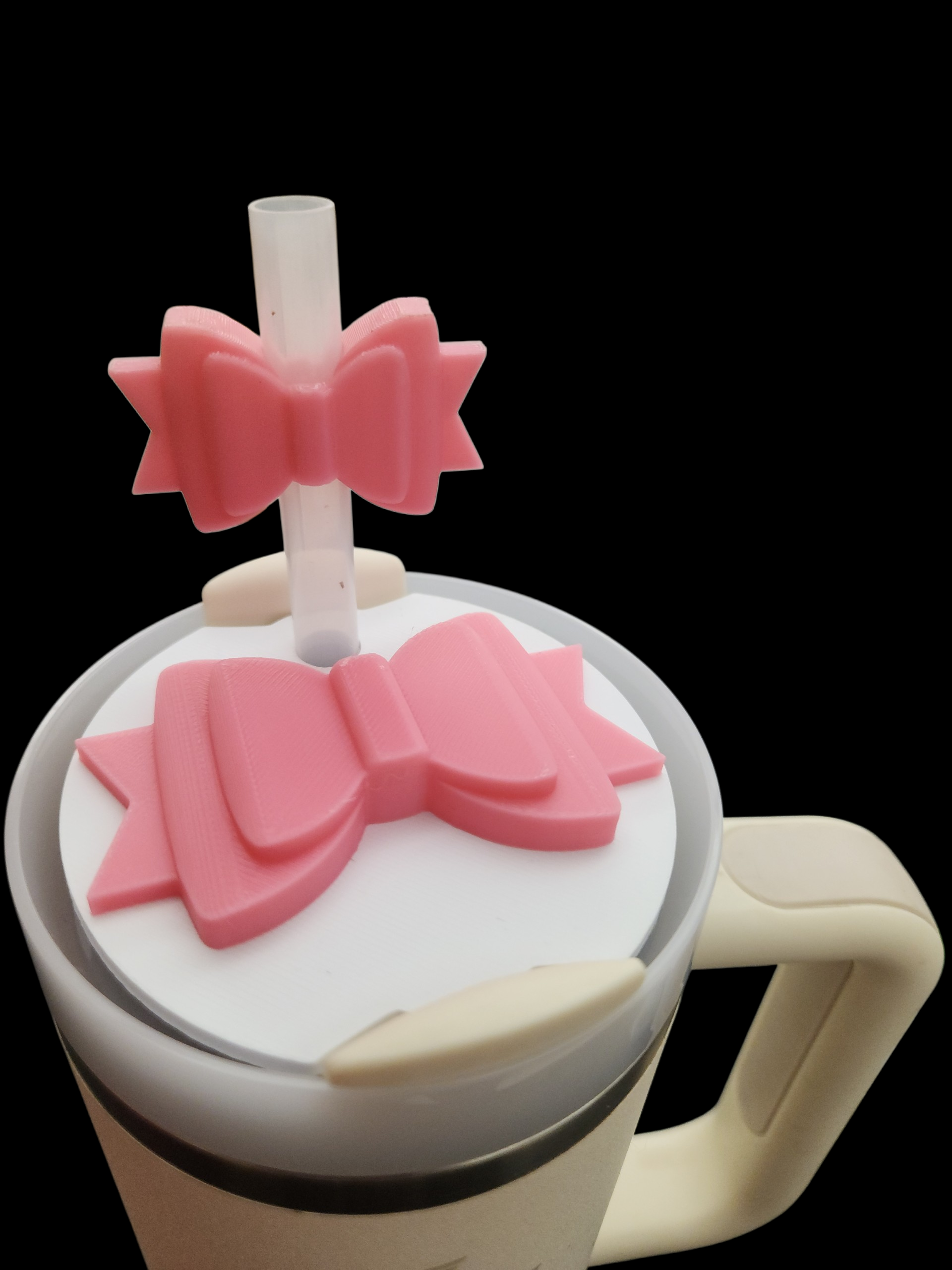 🎀 3D-Printed Coquette Bow Tumbler Topper Set | Matching Straw & Lid Plate