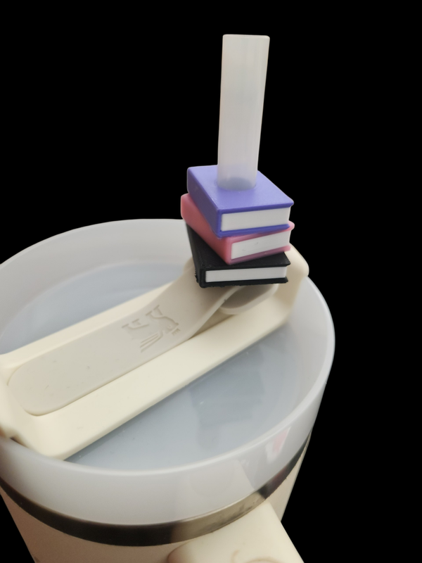 📚 Stacked Books 3D Printed Straw Charm | The Ultimate Bookish Accessory