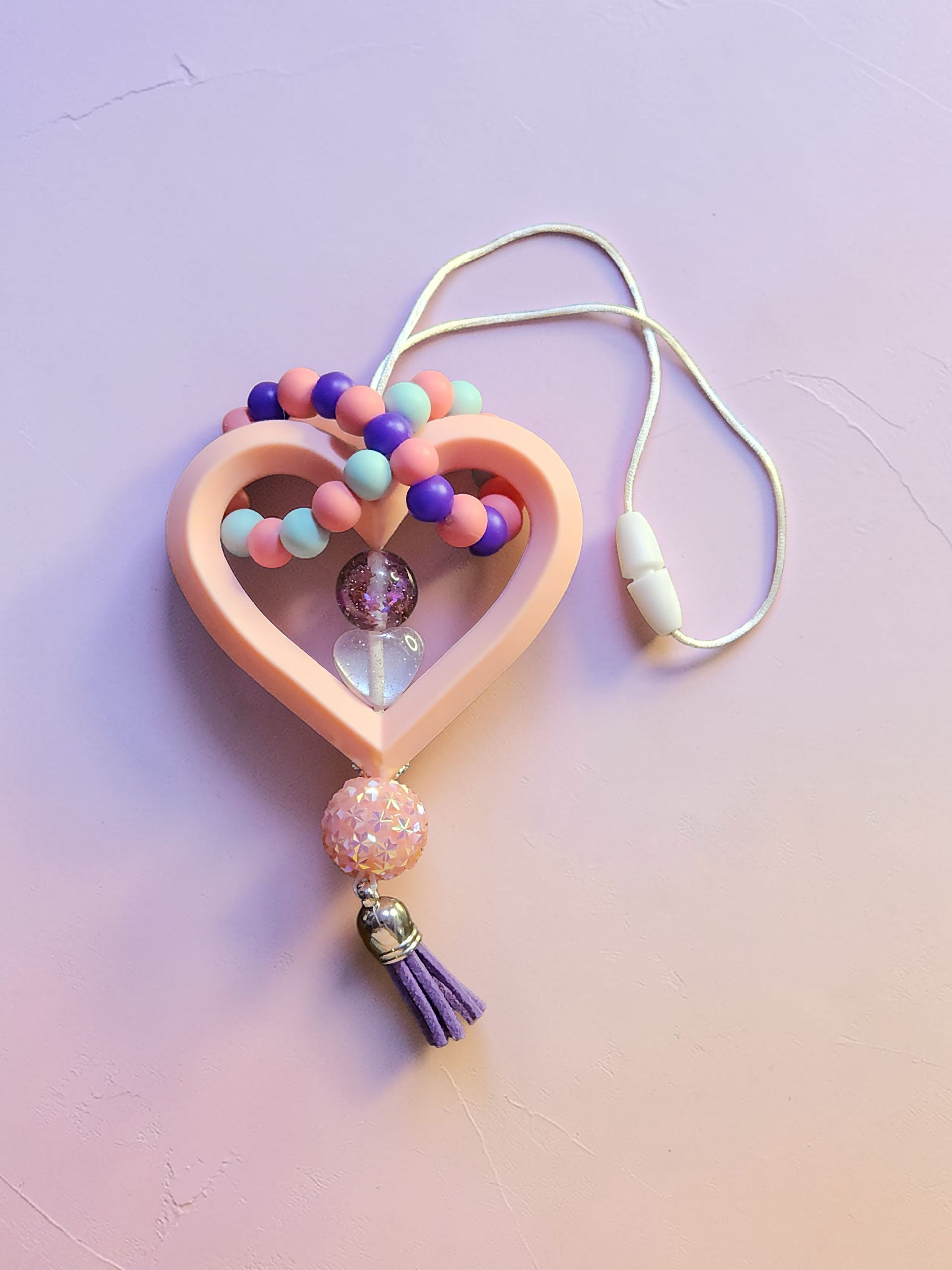 ✨ Dreamy Pastel Heart Rearview Mirror Charm