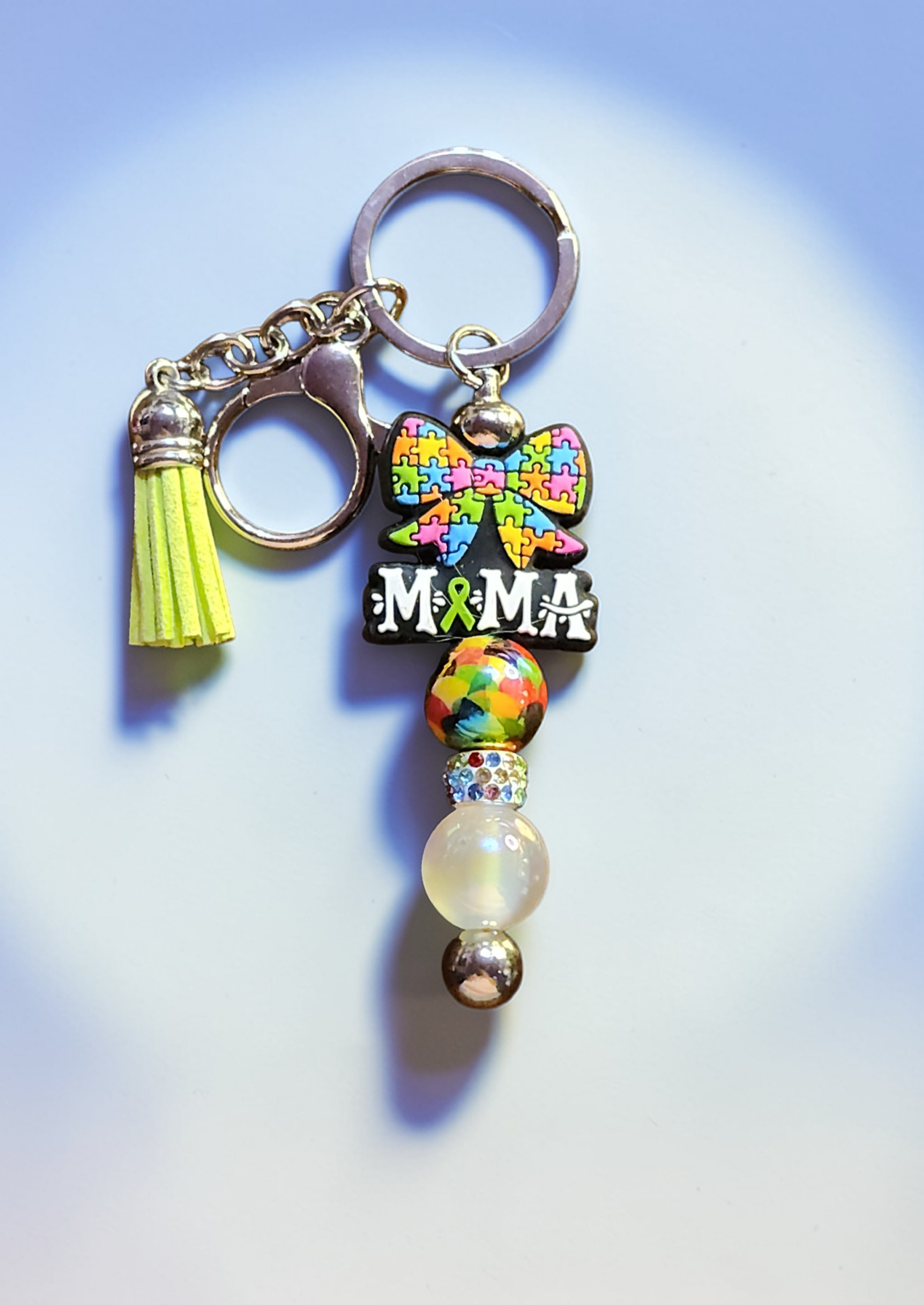 The "Autism Mama" Vibrant Beaded Keychain