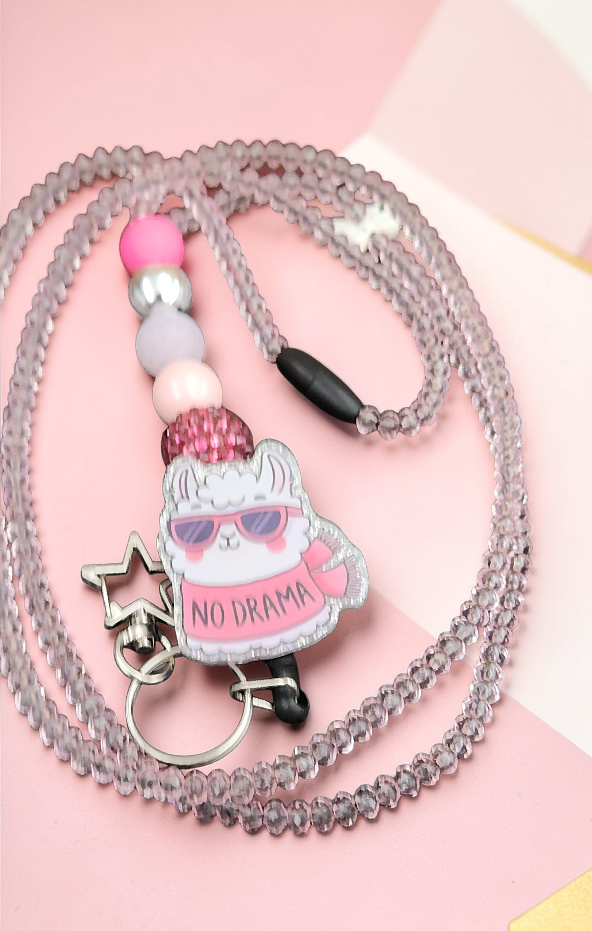The "No Drama" Llama Beaded Multi-Way Lanyard & Badge Reel