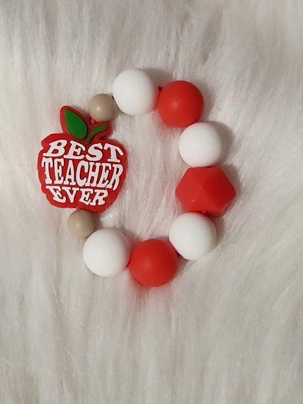 🍎 "Best Teacher Ever" Silicone Tumbler Charm