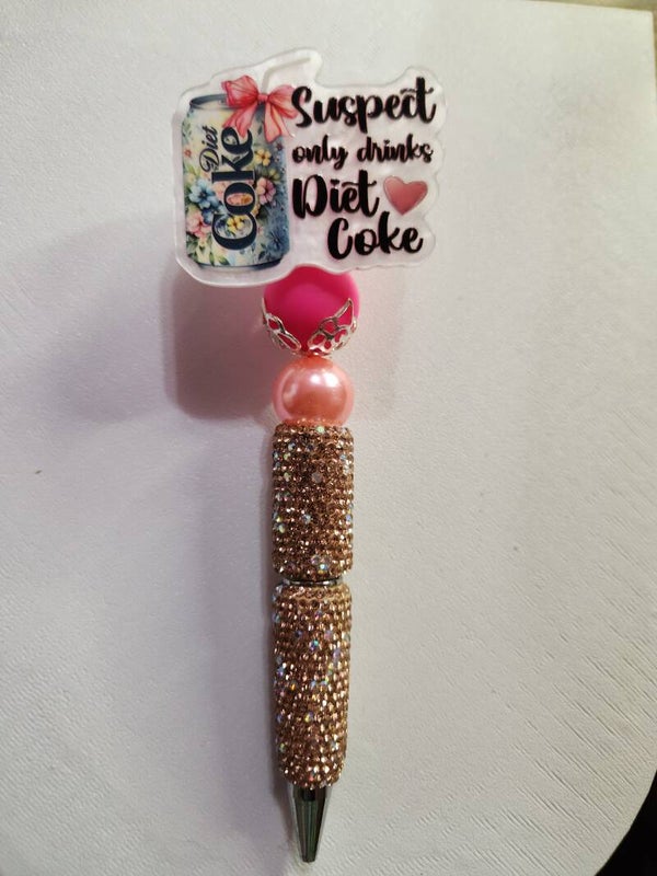 Suspect: Only Drinks Diet Coke Beaded Pen ✨🥤