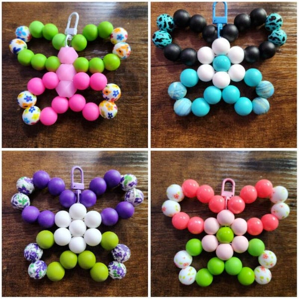 Vibrant Beaded Butterfly Charm – Versatile Accessory for Bags & Keys
