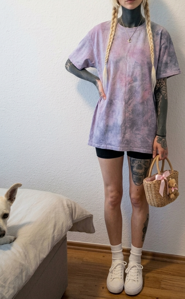 Batikshirt Tye Dye | Rose/grau/flieder Magical Shirt oversized