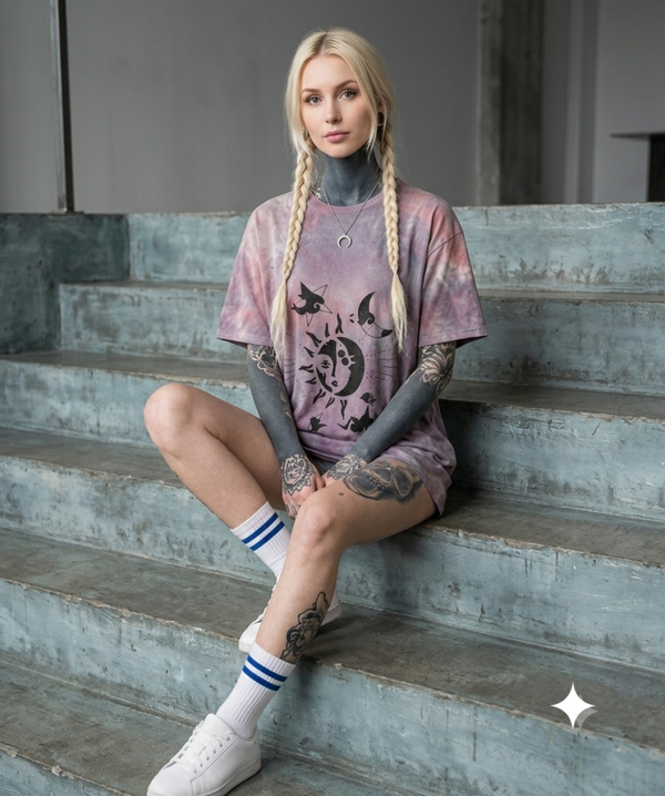 Batikshirt Tye Dye | Mystical Sun Moon, oversized Look