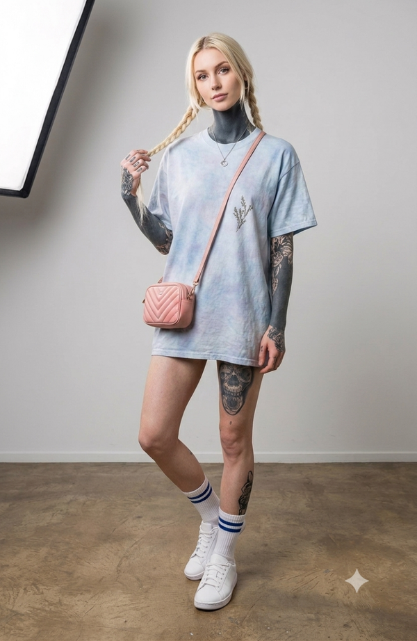Batikshirt Tye Dye | Pastell türkis/blau