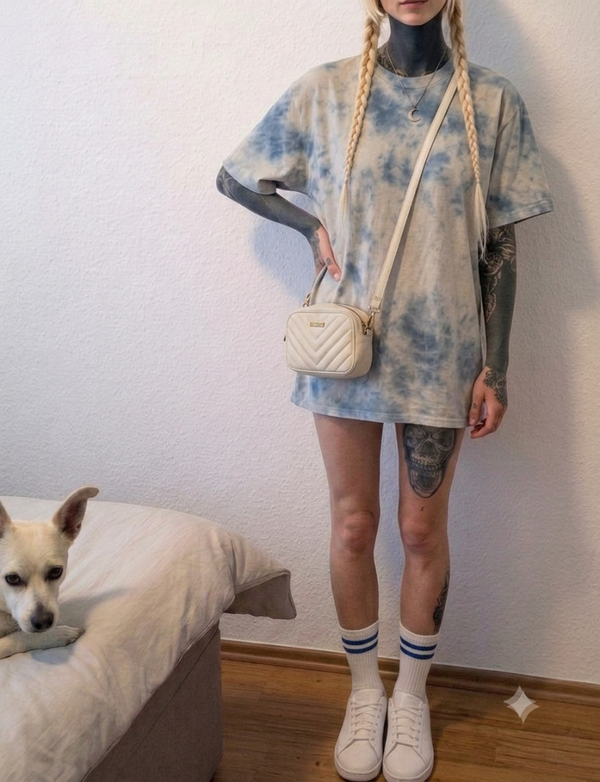 Batikshirt Tye Dye | Magical blue / white | Oversized Shirt