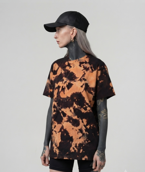 Tye Dye oversized Shirt, Batik | Black & orange, Unisex