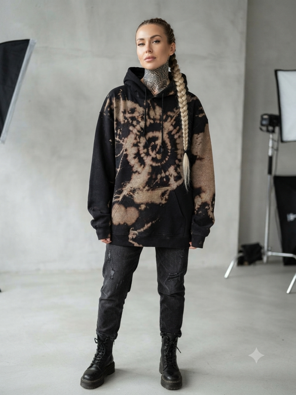 Bleached Tye Dye Hoodie oversized/ Unisex