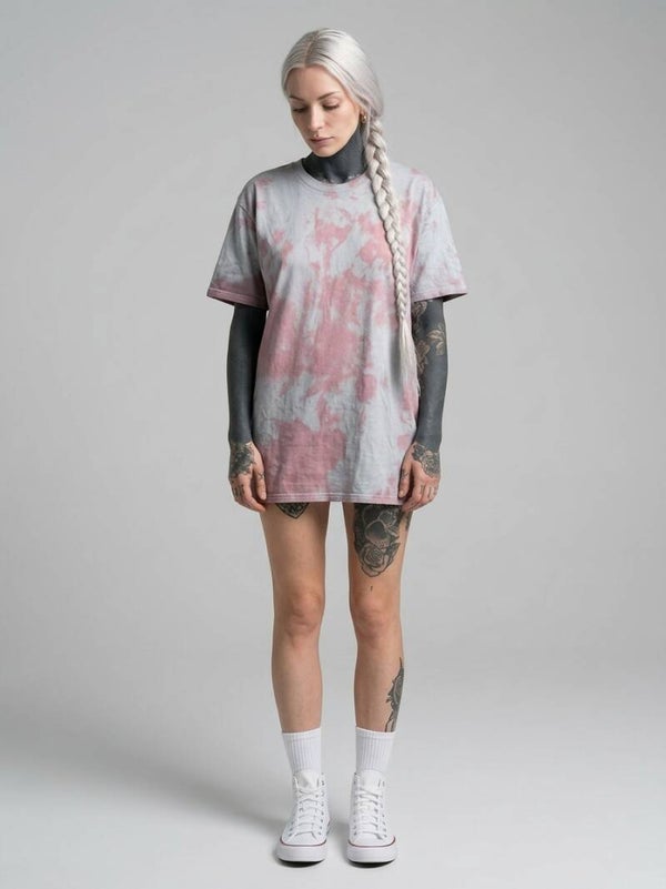 Batikshirt Tye Dye | Rose grau/ oversized Shirt, Unisex