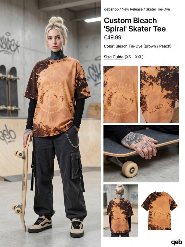 Spiral Skater Tee, Batikshirt XL oversized