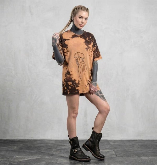 Tye Dye Batikshirt Quallen Print, oversized Unisex Look