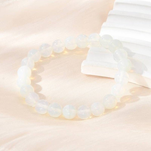 Sten armband vitt