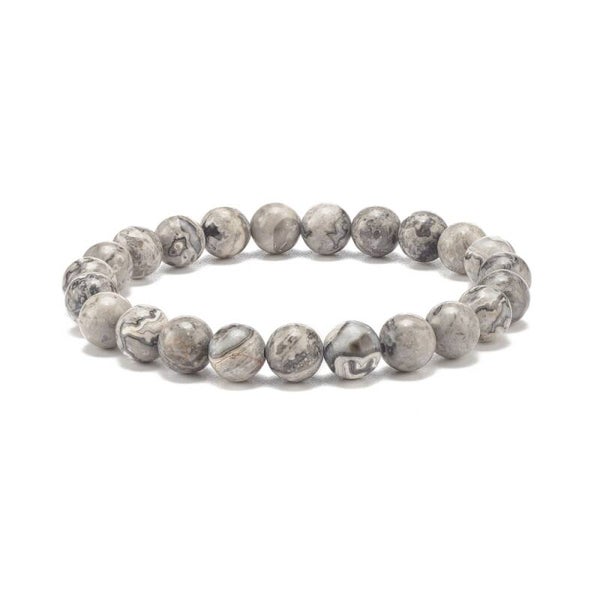 Gråmelerat sten armband