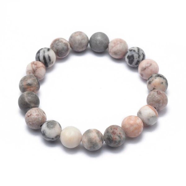 Rosa/grått sten armband