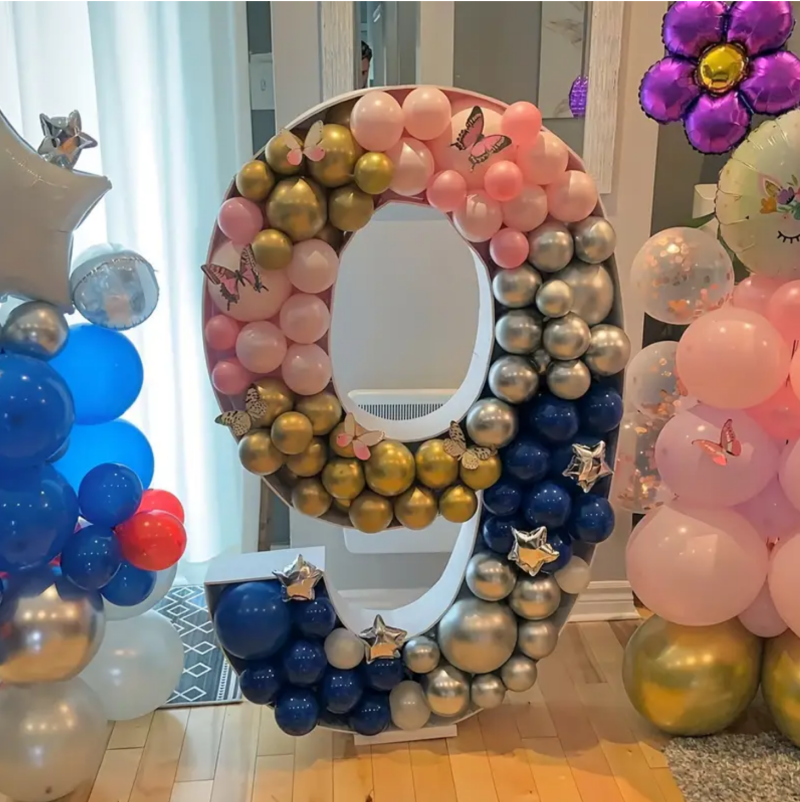 Number filled balloons with butterflies perfect for birthdays.png