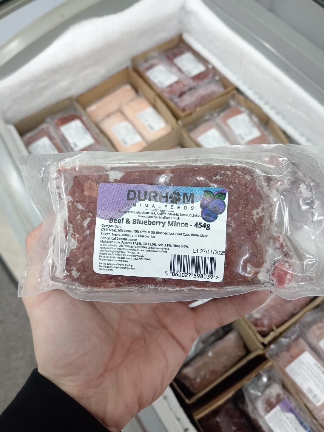 Durham animal feeds - beef & blueberry mince - 454g
