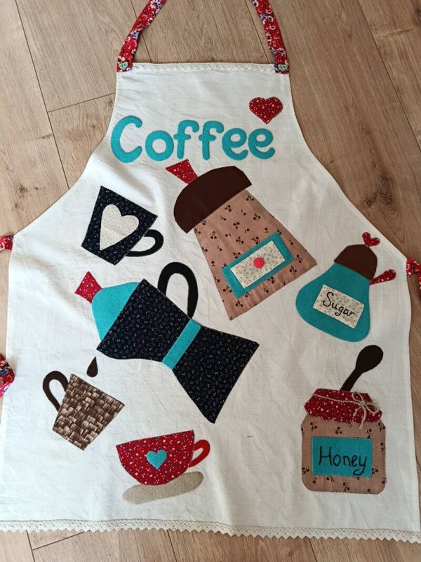Schürze mit Kaffe-Applikation