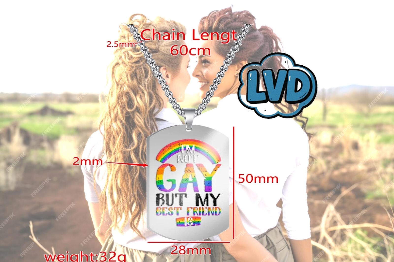 Collana Medaglia LGBT I'm not GAY but my beat friends