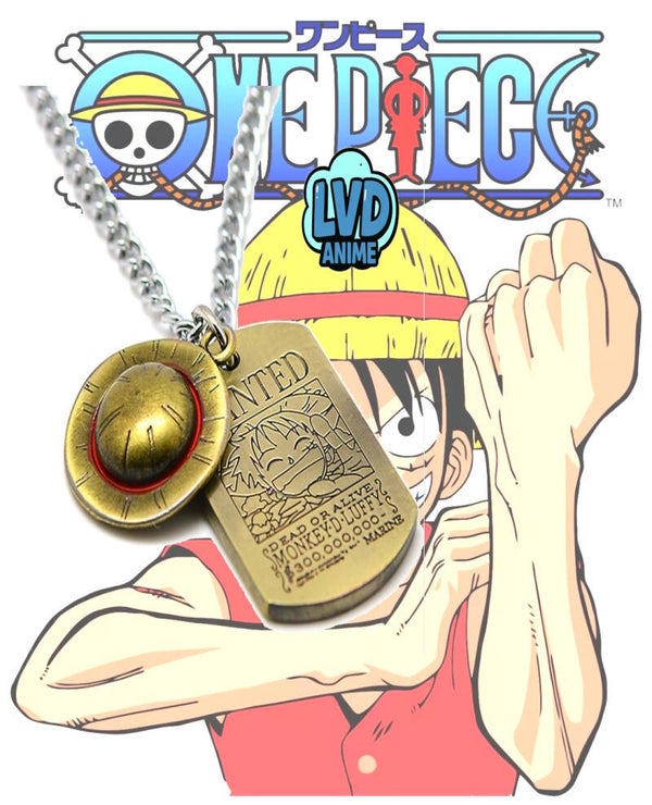 Collana One Piece cappello + taglia Luffy
