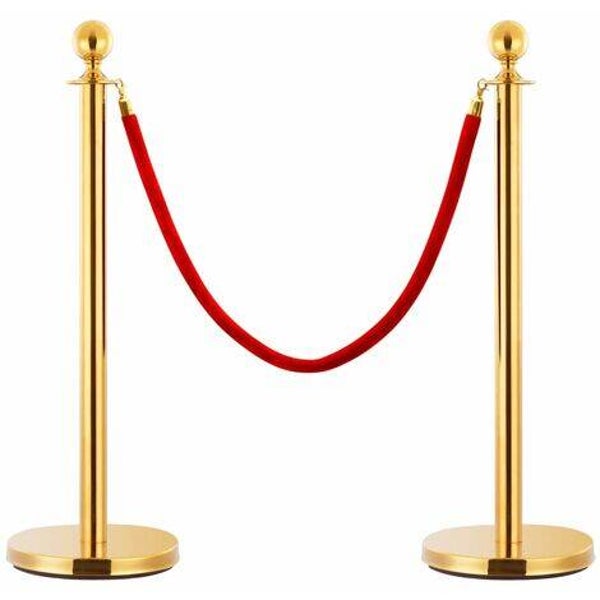 Potelets doré avec corde rouge