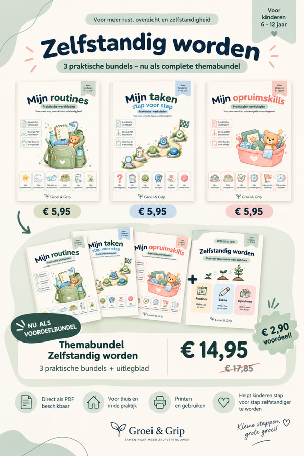 Zelfstandig worden | Themabundel werkbladen voor kinderen 6-12 jaar