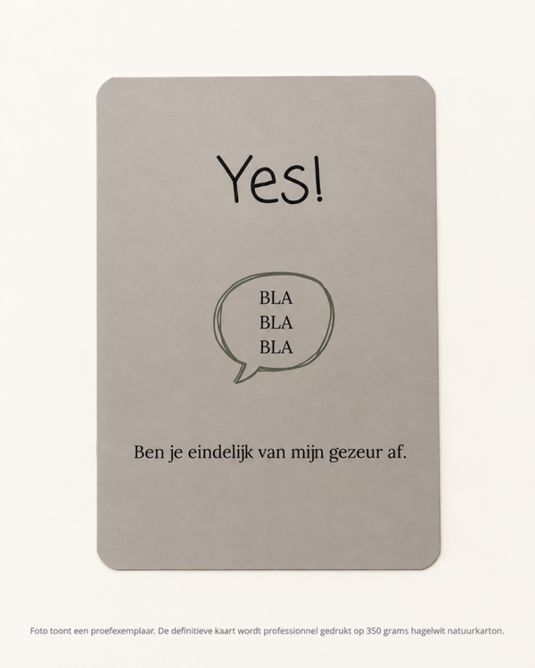 Yes! BLA BLA BLA | Wenskaart | HUMOR
