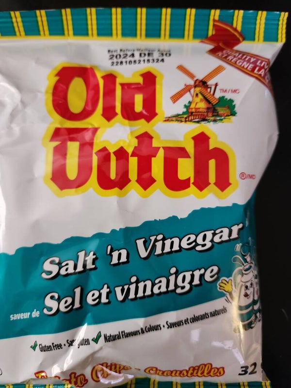 Old dutch potato chips Salt and vinegar