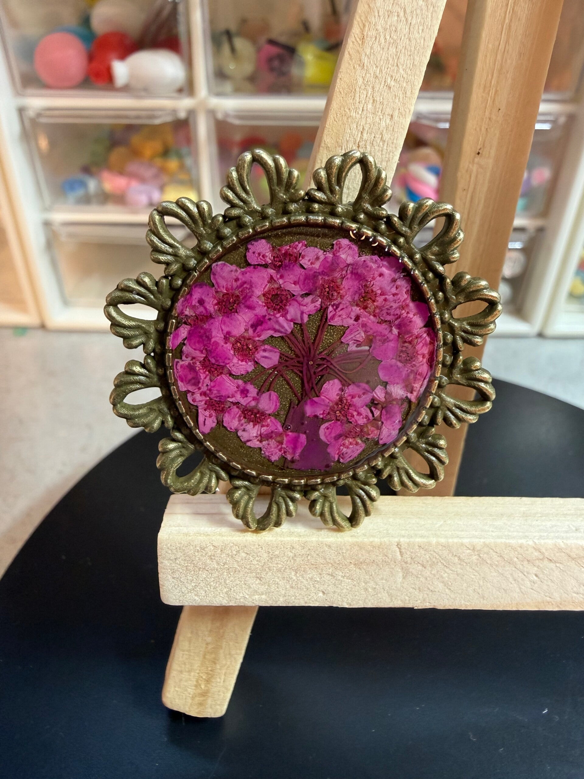 Broche Epoxy Paars bloempje